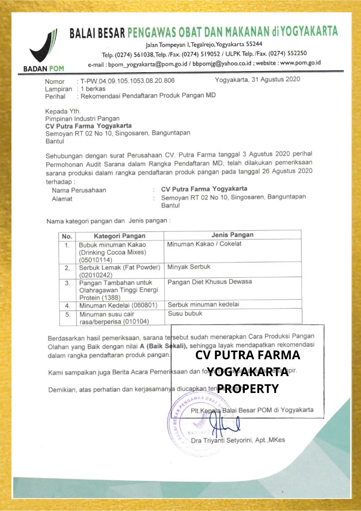 Izin dan Sertifikat pfy