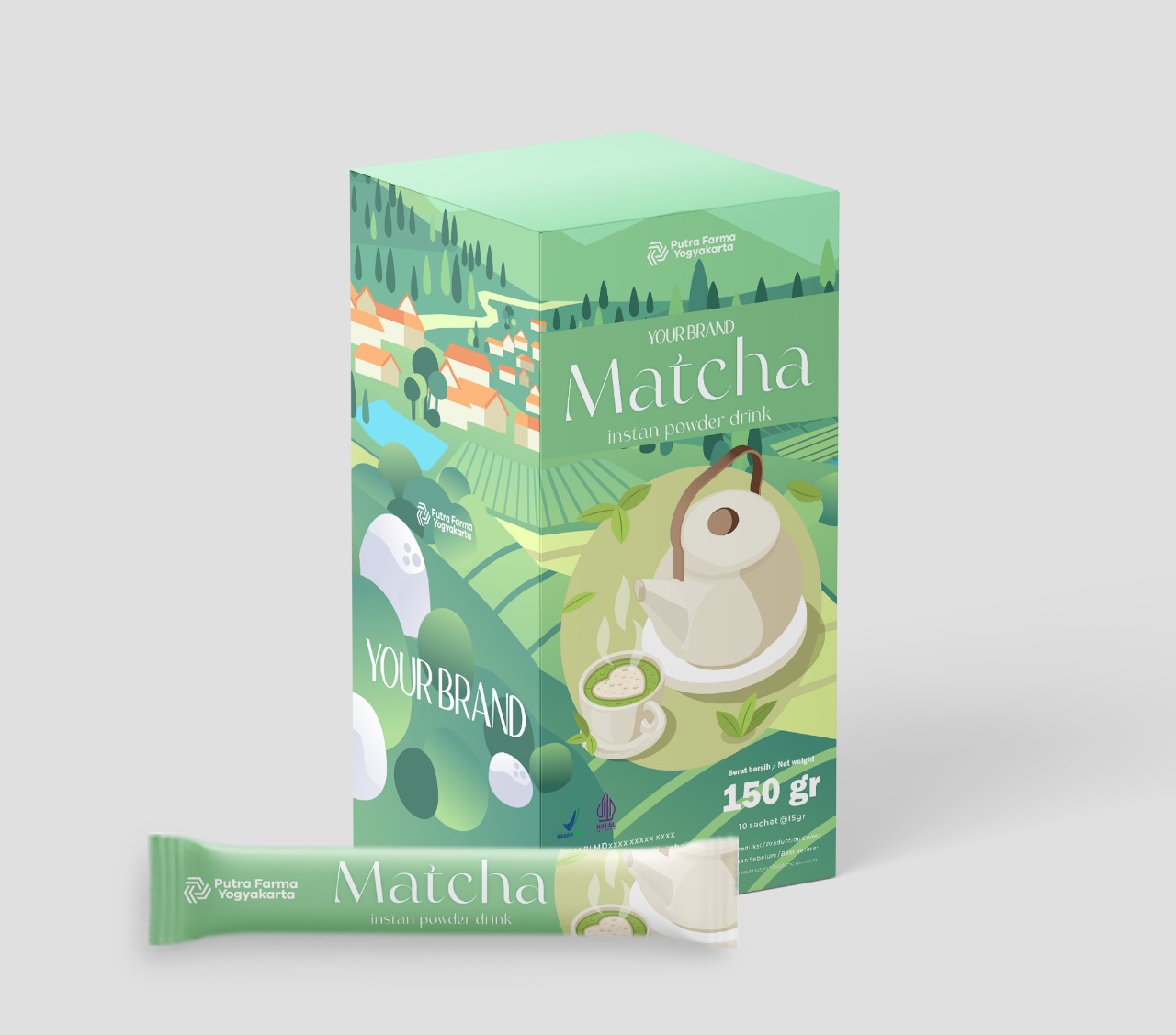 Sajian olahan es krim matcha
